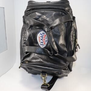 Rice University‎ Black Leather Rolling Duffel Bag Travel Luggage